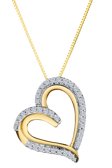 .25 Carat of Diamonds Heart Pendant, 10kt Yellow Gold.....................NOW