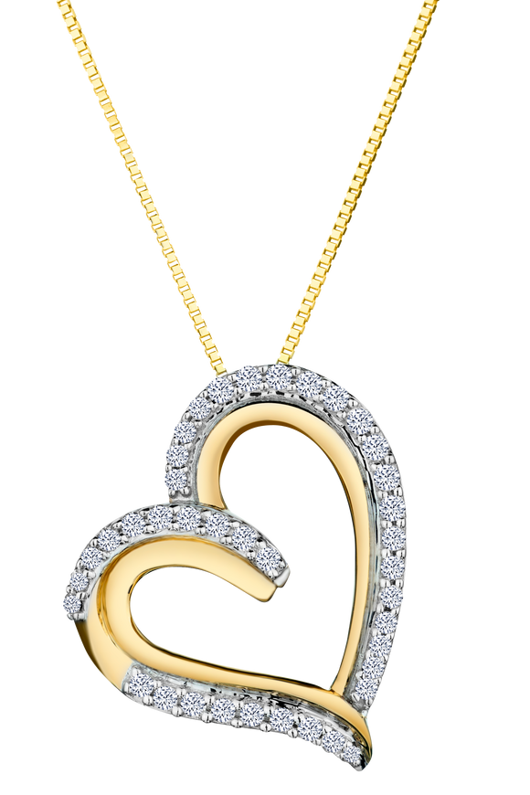 .25 Carat of Diamonds Heart Pendant, 10kt Yellow Gold.....................NOW