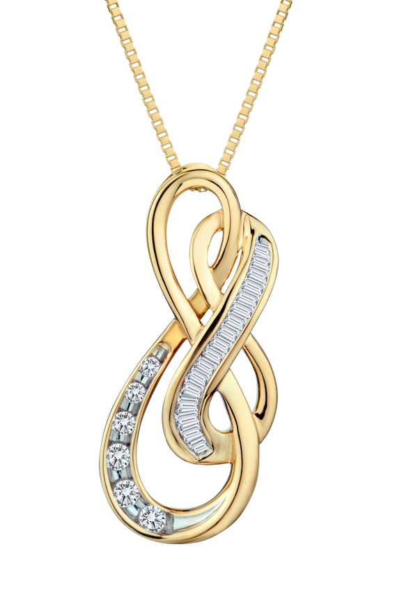 .13 Carat of Diamonds "Double Infinity" Pendant, 10kt Yellow Gold.....................NOW