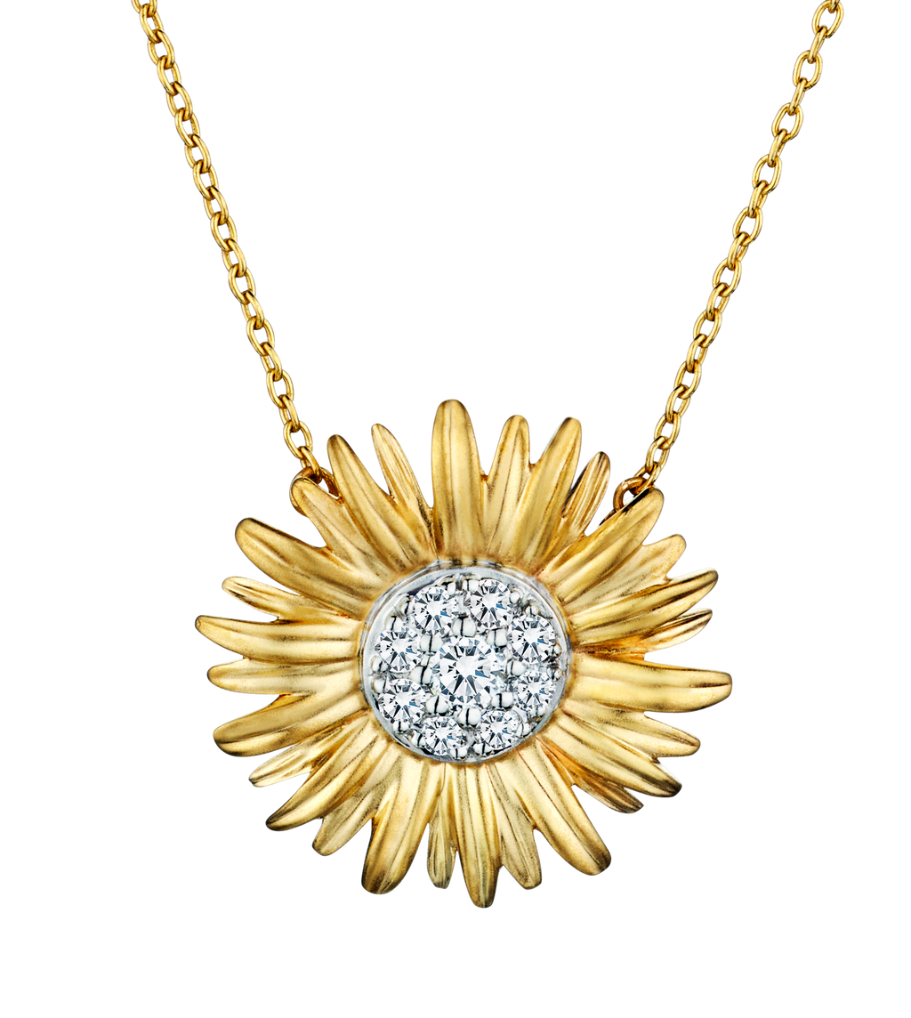 .16 Carat of Diamonds "Sunflower" Pendant, 10kt Two Tone.....................NOW