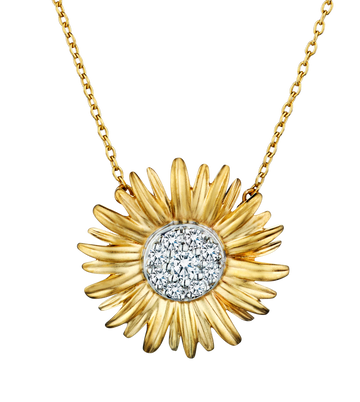 .16 Carat of Diamonds "Sunflower" Pendant, 10kt Two Tone.....................NOW