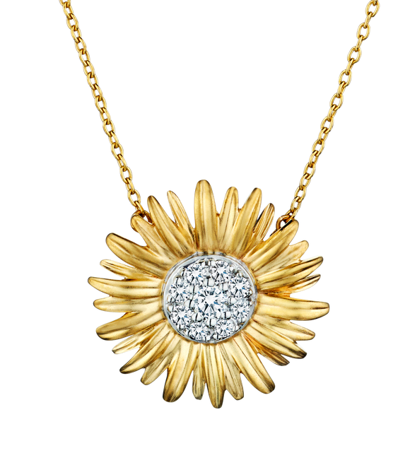 .16 Carat of Diamonds "Sunflower" Pendant, 10kt Two Tone.....................NOW