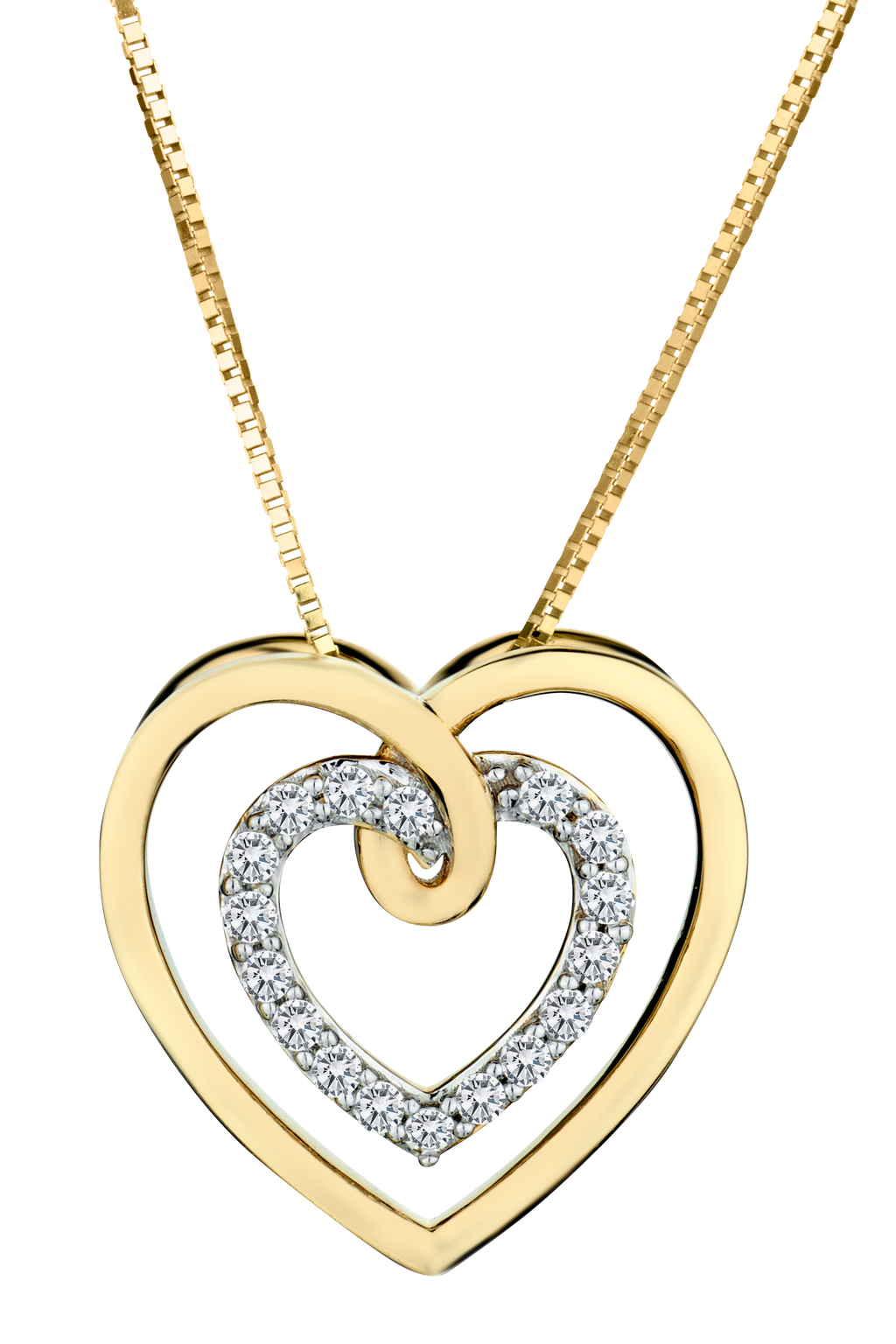 .13 Carat of Diamonds "Double Heart" Pendant, 10kt Yellow Gold.....................NOW