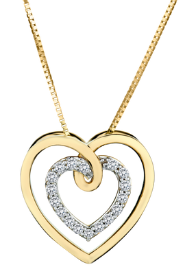 .13 Carat of Diamonds "Double Heart" Pendant, 10kt Yellow Gold.....................NOW