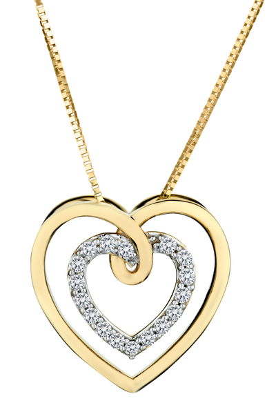 .13 Carat of Diamonds "Double Heart" Pendant, 10kt Yellow Gold.....................NOW