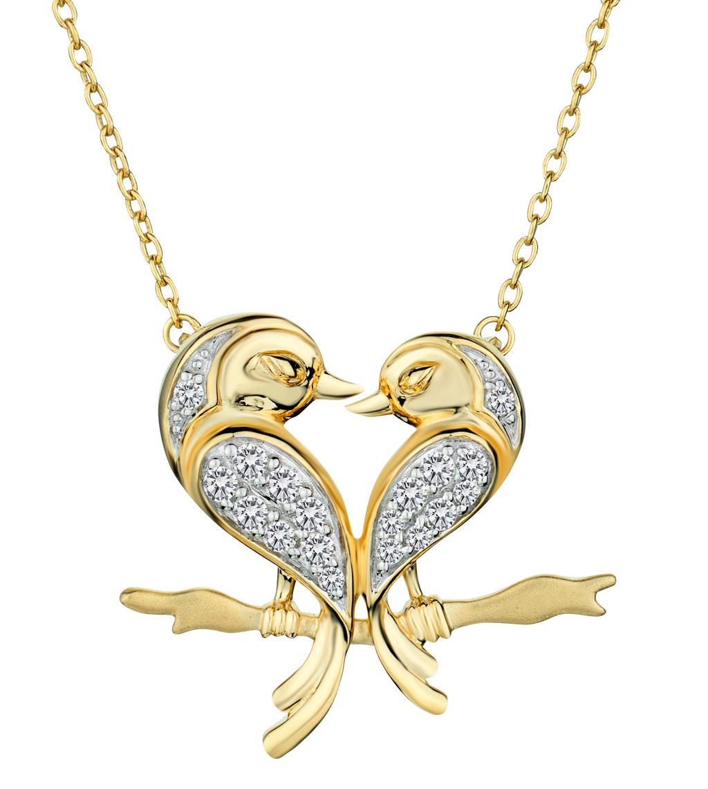 .13 Carat of Diamonds "Love Birds" Pendant, 10kt Yellow Gold.....................NOW