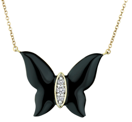 .25 Carat of Diamond & Black Enamel "Butterfly" Pendant, 14kt Yellow Gold.....................NOW