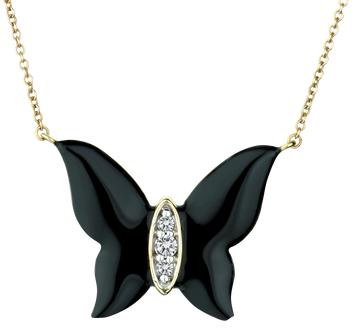 .25 Carat of Diamond & Black Enamel "Butterfly" Pendant, 10kt Yellow Gold.....................NOW - Griffin Jewellery Designs