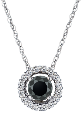 1.00 Carat of Black and White Diamonds Halo Pendant, 14kt White Gold.....................NOW