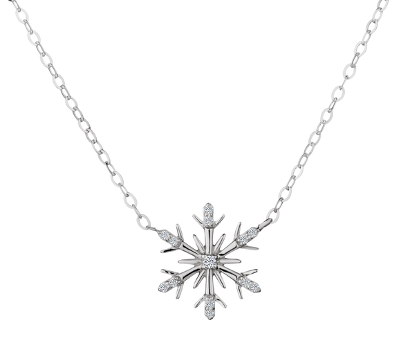 .05 Carat of Diamonds "Snowflake" Pendant, 14kt White Gold.....................NOW