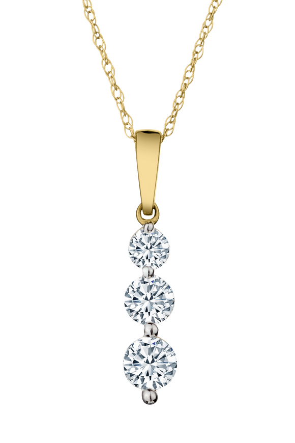 1.00 Carat of Diamonds "Past, Present, Future" Pendant, 14kt Yellow Gold.....................NOW