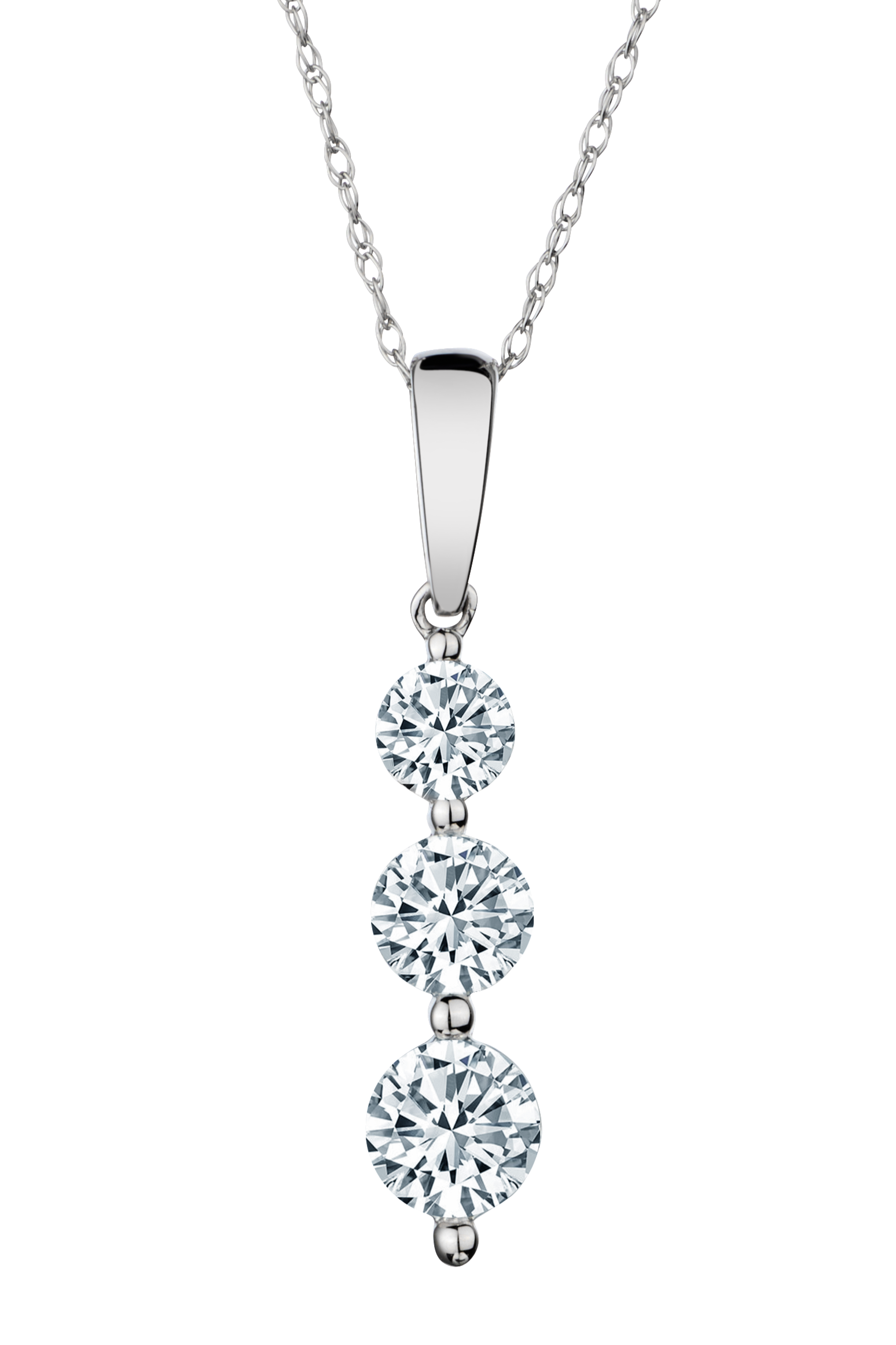 1.00 Carat of Diamonds "Past, Present, Future" Pendant, 14kt White Gold.....................NOW