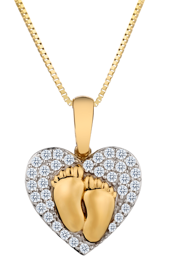 .25 Carat of Diamonds "Heart & Baby Feet" Pendant, 10kt Two Tone.....................NOW