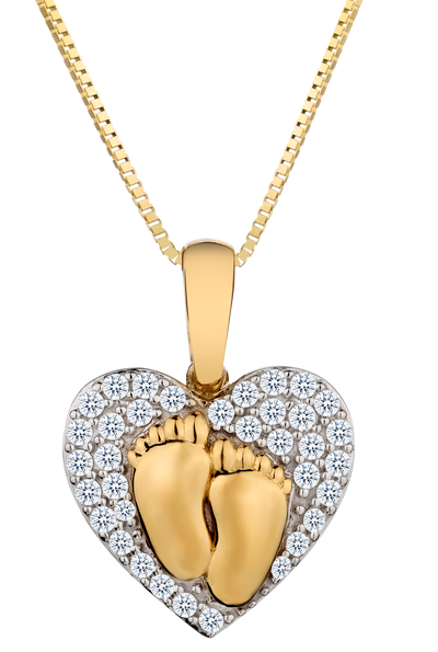 .25 Carat of Diamonds "Heart & Baby Feet" Pendant, 10kt Two Tone.....................NOW