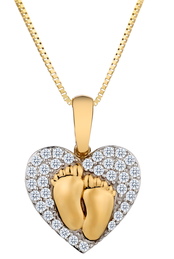 .25 Carat of Diamonds "Heart & Baby Feet" Pendant, 10kt Two Tone.....................NOW