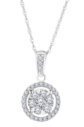.25 Carat of Lab Grown Diamonds Halo Pendant, 10kt White Gold.....................NOW