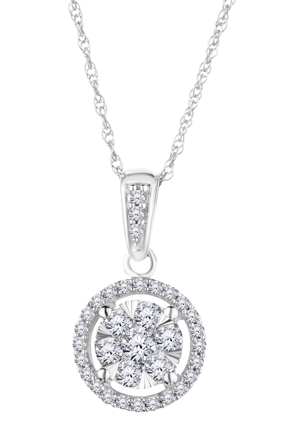 .25 Carat of Lab Grown Diamonds Halo Pendant, 10kt White Gold.....................NOW