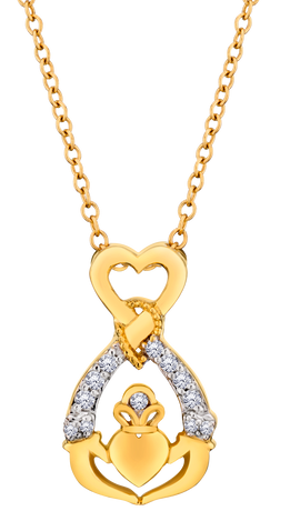 .07 Carat of Diamonds "Claddagh Heart" Pendant, 10kt Yellow Gold.....................NOW