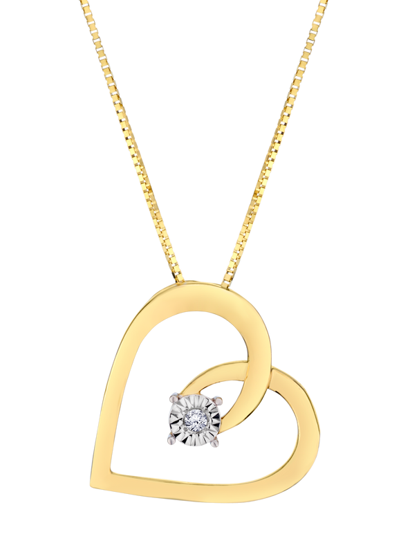 .02 Carat of Diamond Heart Pendant, 10kt Yellow Gold.....................NOW