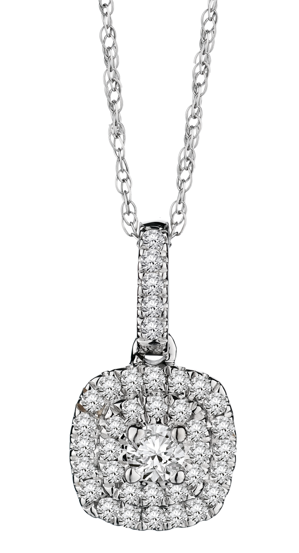 .25 Carat of Lab Grown Diamonds Double Halo Pendant, 10kt White Gold.....................NOW