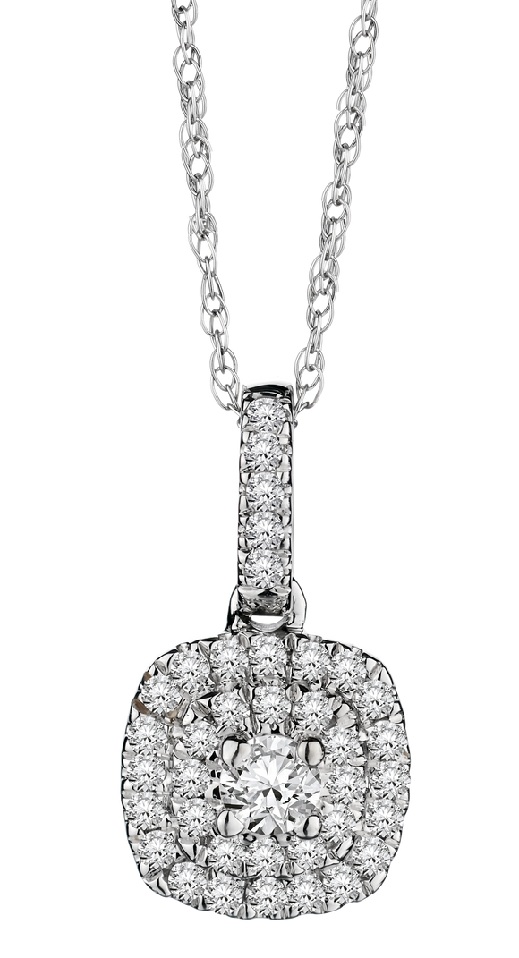 .25 Carat of Lab Grown Diamonds Double Halo Pendant, 10kt White Gold.....................NOW