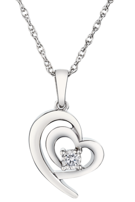 .04 Carat of Lab Grown Diamond "Double Heart" Pendant, Silver.....................NOW