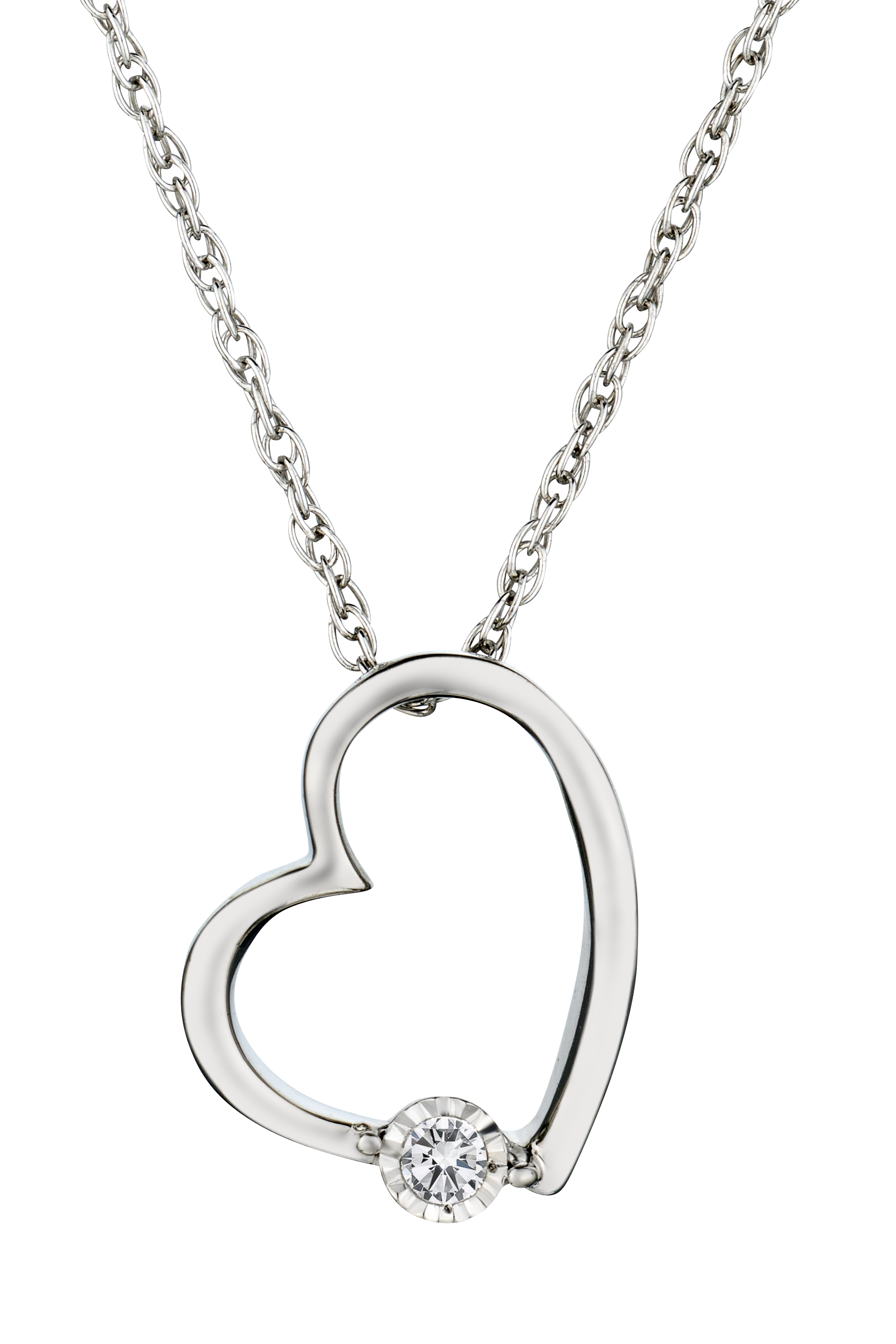 .04 Carat of Lab Grown Diamond "Heart" Pendant, Silver.....................NOW