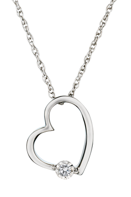 .04 Carat of Lab Grown Diamond "Heart" Pendant, Silver.....................NOW