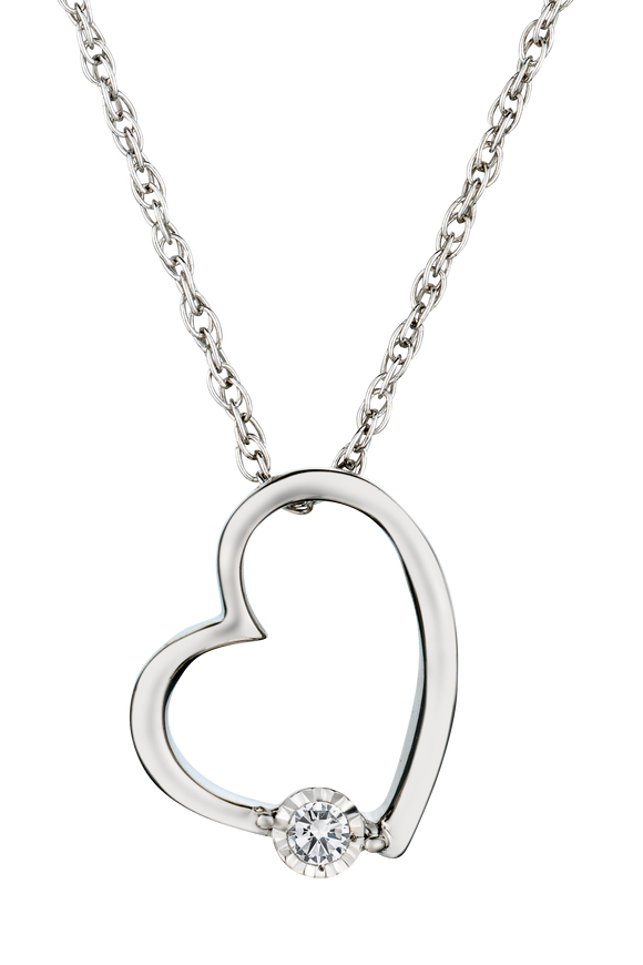 .04 Carat of Lab Grown Diamond "Heart" Pendant, Silver.....................NOW