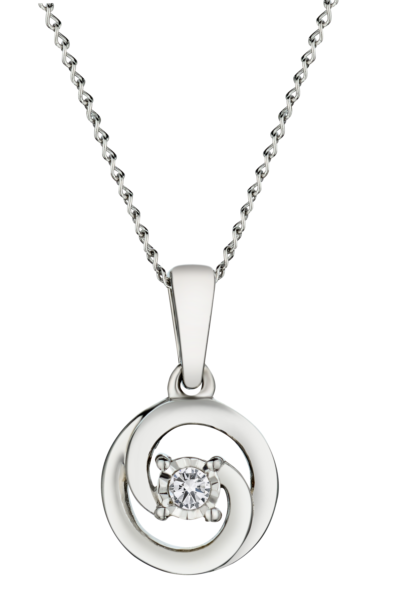 .04 Carat of Lab Grown Diamond "Circle" Pendant, Silver.....................NOW