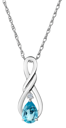 Blue Topaz and .02 Carat of Lab Grown Diamond Pendant, Silver.....................NOW