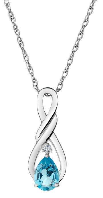 Blue Topaz and .02 Carat of Lab Grown Diamond Pendant, Silver.....................NOW