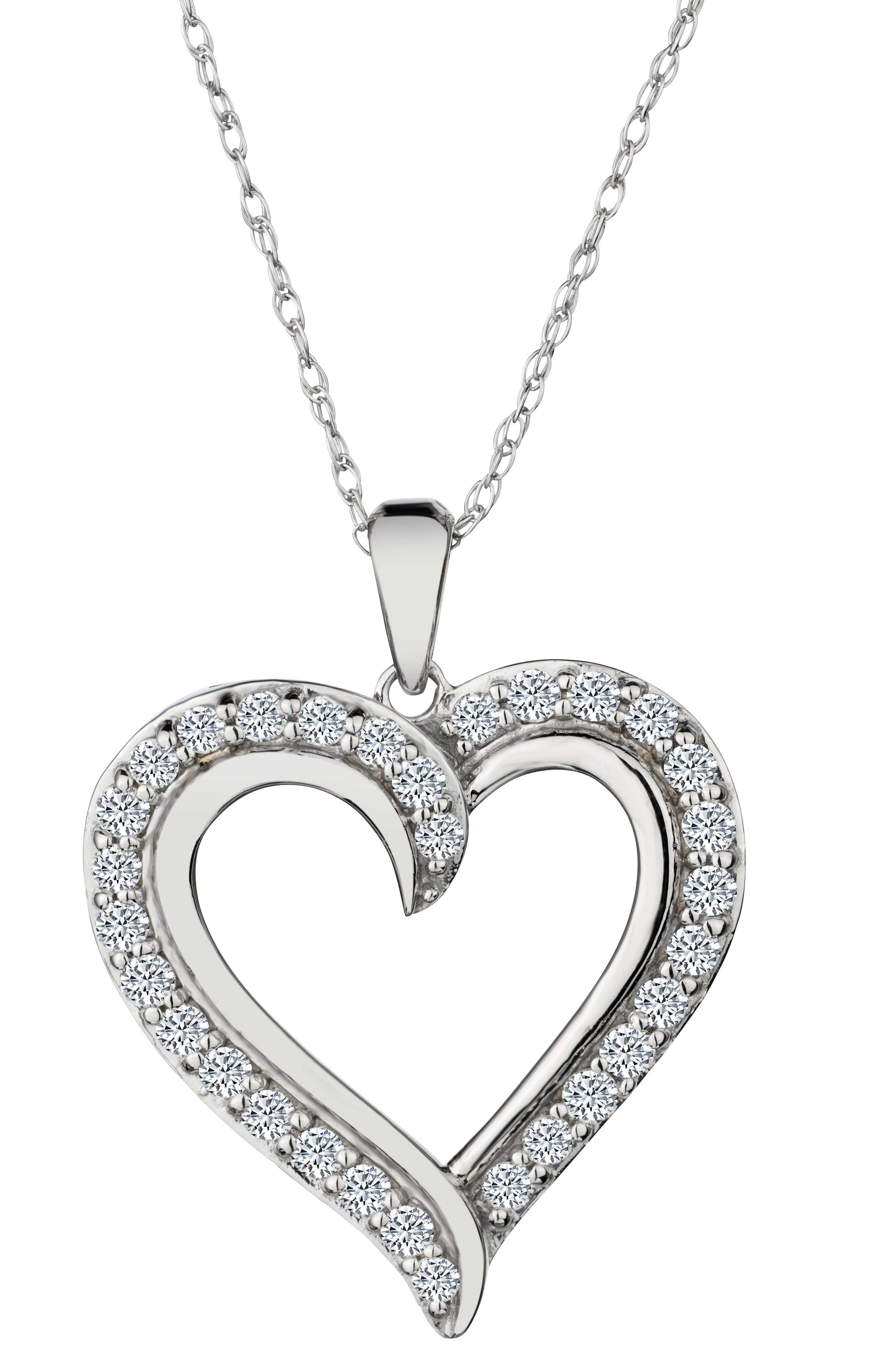 .75 Carat of Lab Grown Diamond Heart Pendant, 10kt White Gold.....................NOW