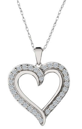 .75 Carat of Lab Grown Diamond Heart Pendant, 10kt White Gold.....................NOW