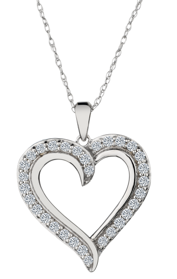 .75 Carat of Lab Grown Diamond Heart Pendant, 10kt White Gold.....................NOW