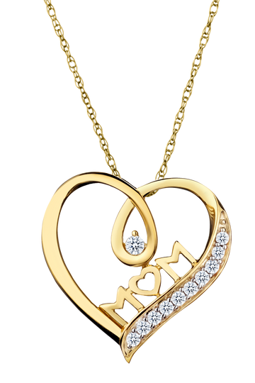.11 Carat of Lab Grown Diamonds "Mom Heart" Pendant, 10kt Yellow Gold.....................NOW - Griffin Jewellery Designs