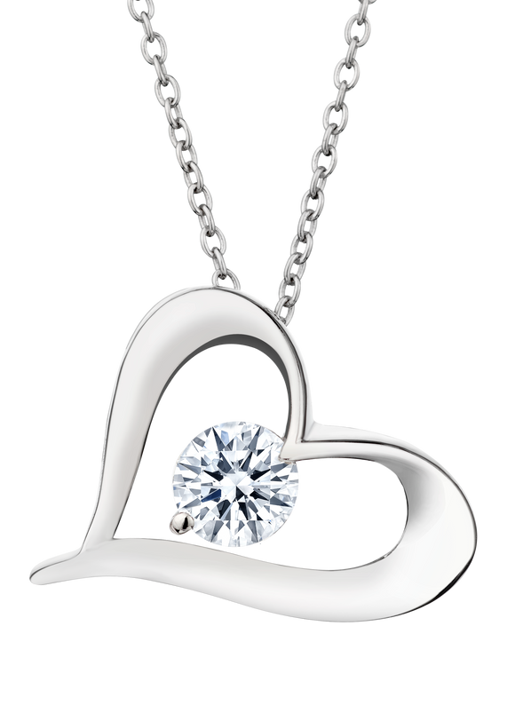 .70 Carat of Lab Grown Diamond "Heart" Pendant, Silver.....................NOW