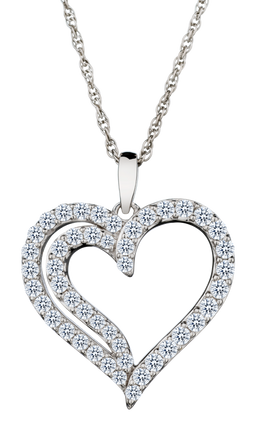 .75 Carat of Lab Grown Diamonds "Heart" Pendant, Silver.....................NOW