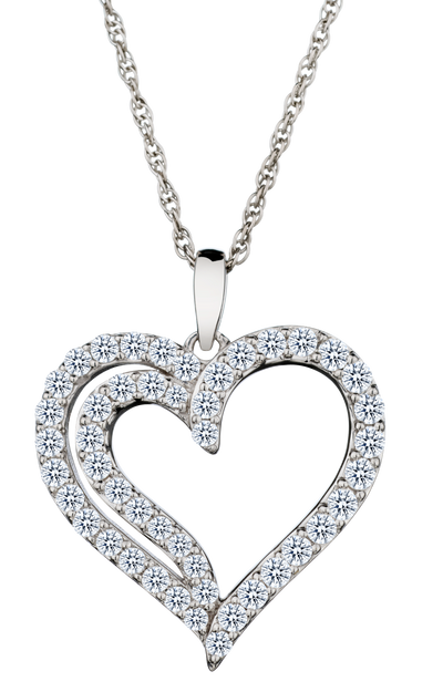 .75 Carat of Lab Grown Diamonds "Heart" Pendant, Silver.....................NOW