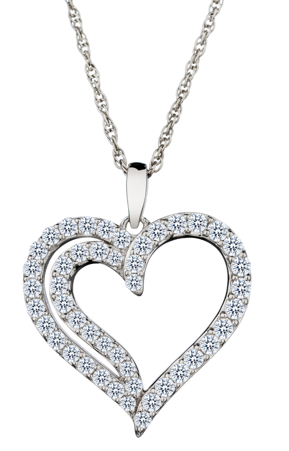 .75 Carat of Lab Grown Diamonds "Heart" Pendant, Silver.....................NOW