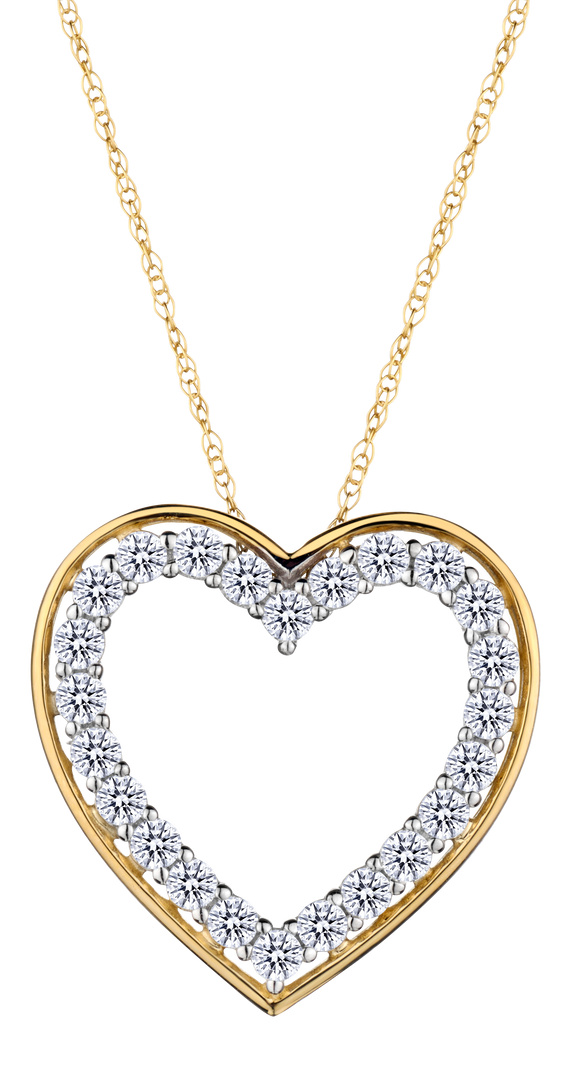 .50 Carat of Lab Grown Diamonds "Heart" Pendant, 10kt Yellow Gold.....................NOW
