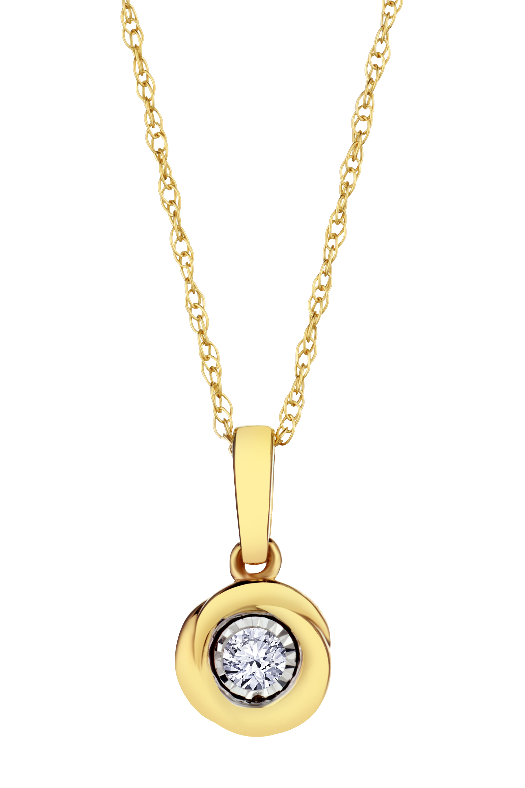.04 Carat of Lab Grown Diamonds Love Knot Pendant, 10kt Yellow Gold.....................NOW