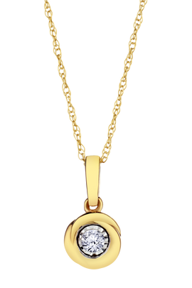 .04 Carat of Lab Grown Diamonds Love Knot Pendant, 10kt Yellow Gold.....................NOW