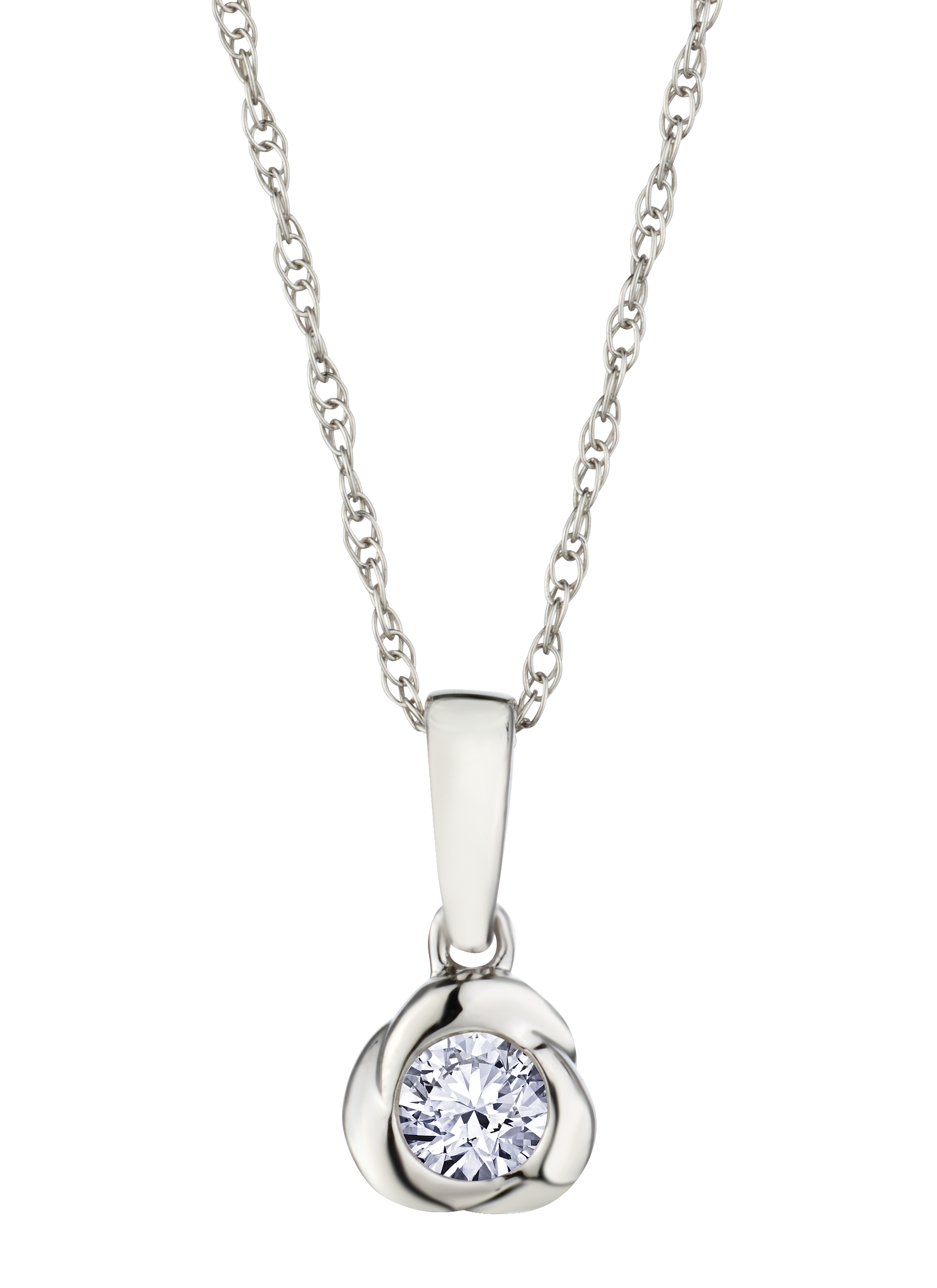 .10 Carat of Lab Grown Diamonds Love Knot Pendant, 10kt White Gold.....................NOW