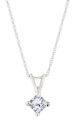 .33 Carat of Lab Grown Diamond Princess Cut Pendant, 14kt White Gold.....................NOW