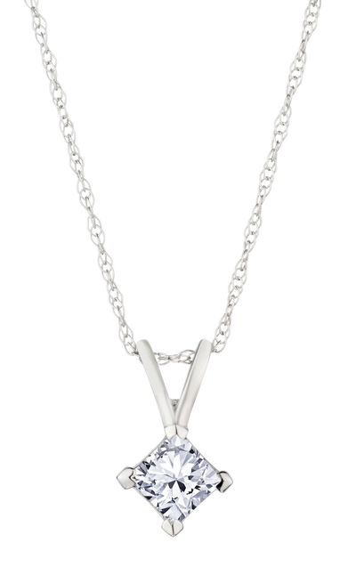 .33 Carat of Lab Grown Diamond Princess Cut Pendant, 14kt White Gold.....................NOW