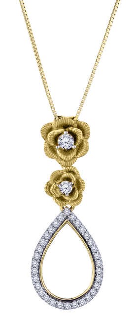 .20 Carat of Lab Grown Diamonds "Flower" Drop Pendant, 10kt Yellow Gold.....................NOW