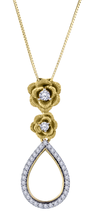 .20 Carat of Lab Grown Diamonds "Flower" Drop Pendant, 10kt Yellow Gold.....................NOW
