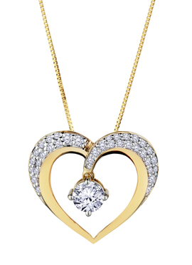 .54 Carat of Lab Grown Diamond Heart Pendant, 10kt Yellow Gold.....................NOW