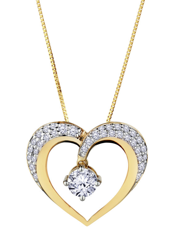 .54 Carat of Lab Grown Diamond Heart Pendant, 10kt Yellow Gold.....................NOW